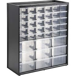 Paneles Para Colgar Herramientas Stanley 1-93-981 - Caja de almacenamiento con 39 compartimentos, Marco de polipropileno, Se puede apilar o montar en la pared, 8 niveles - 36.5 x 15.5 x 41 cm