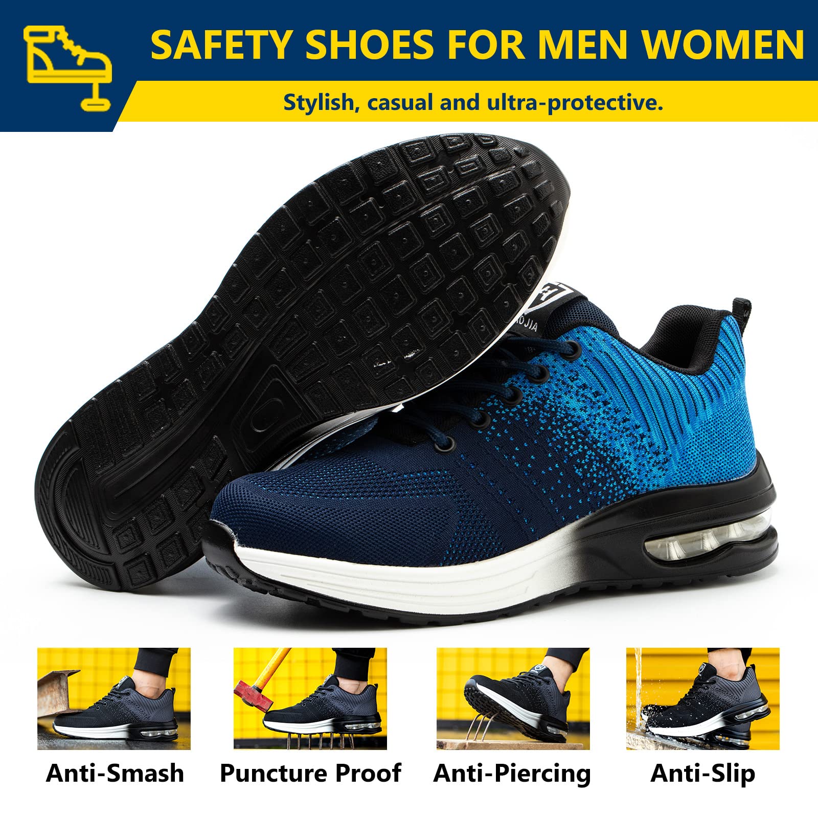 Baofular Scarpe Antinfortunistiche Uomo Donna Leggere Scarpe da Lavoro Comode Scarpe Sicurezza Antiscivolo Traspiranti