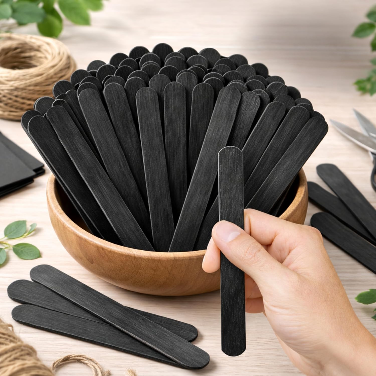 400PCS Wood Craft Sticks Black – 4,5 Inch Popsicle Sticks for Crafts Dark Flat Wooden Sticks Black Jumbo Craft Canes for Crafts DIY Food Grade Popsicle Canes