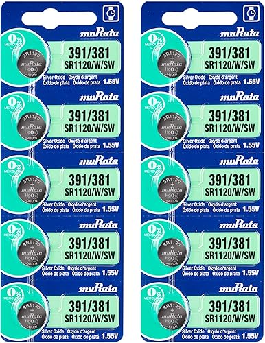 Miniatura 9 de Murata Batería 381391 SR1120WSW 1.55V Célula de botón de reloj de óxido de plata (5 baterías)