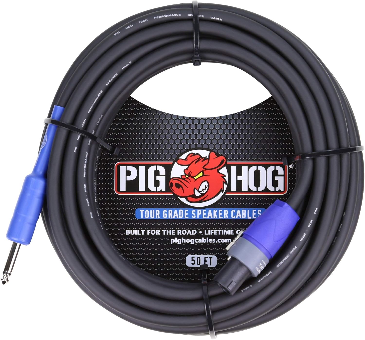Pig Hog PHSC50S14 High Performance 14 Gauge 9.2mm speakON to 1/4" Speaker Cable, 50 Feet