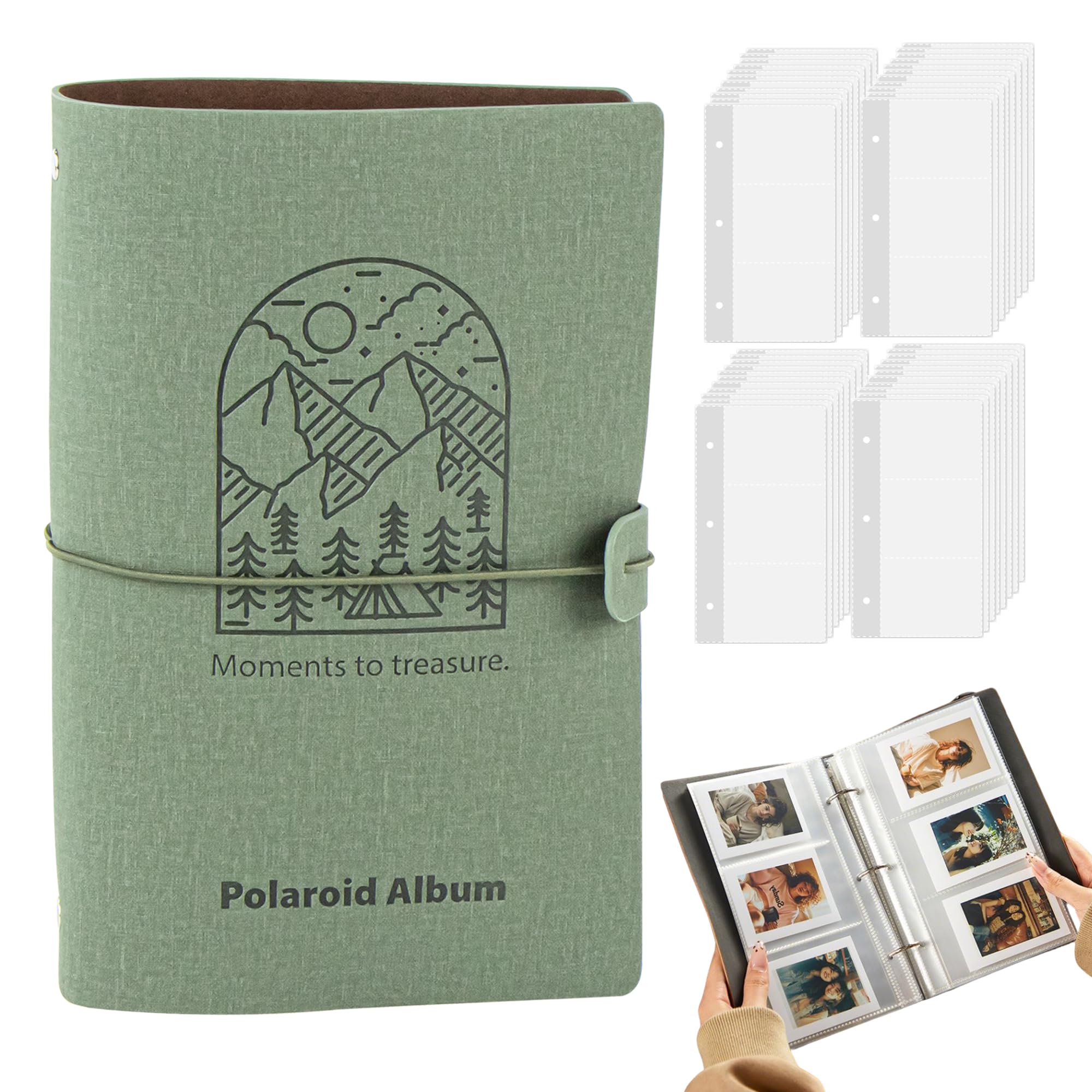Mini albumy ze zdjęciami, segregator na karty z 180 kieszeniami na albumy, vintage zielony toploader, tradycyjny album fotograficzny do Instax Mini 3 Cale, duża książka ze zdjęciami, wsuwana książka z