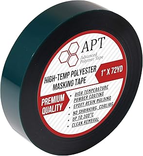 APT, 2 Mil Polyester Tape with Silicone Adhesive, Mylar Tape, high Temperature Tape, 3.5 mil Thickness, Powder Coating, E-Coating, Anodizing, high Temp Masking(1" x 216feet)