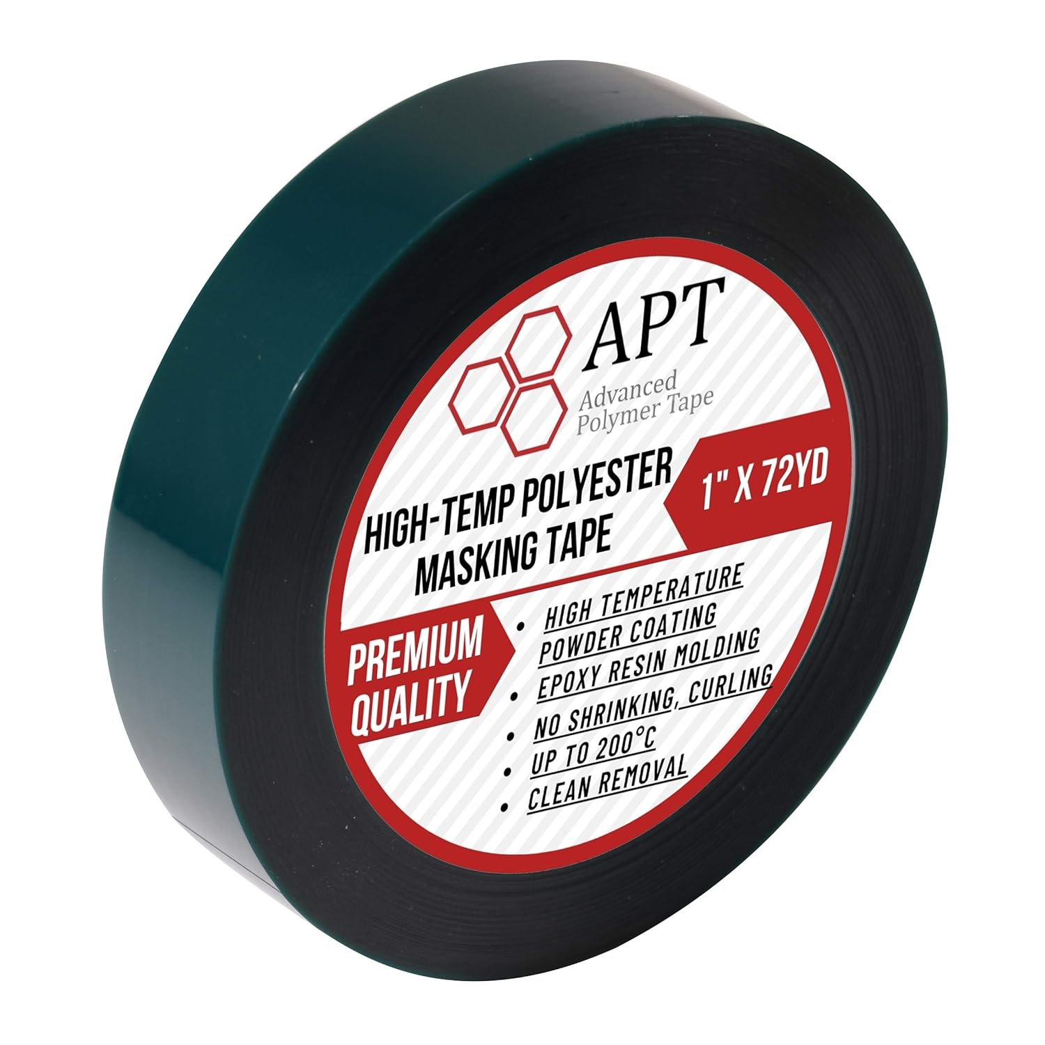 APT Polyester Tape with Silicone Adhesive, High Temperature, 3.5 Mil Thickness, Powder Coating, E-Coating (1, 2" x 72Yds)