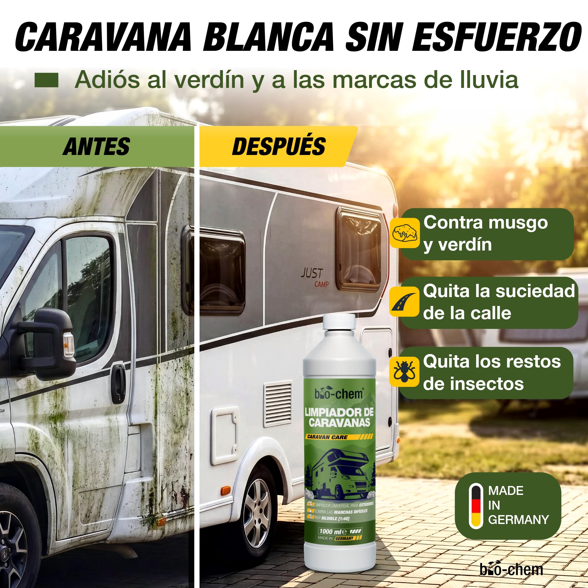 Bio-Chem - Producto de Limpieza para caravanas y autocaravanas 2L - Limpiador para autocaravanas, caravanas, toldos - Mantenimiento de vehículos de Camping