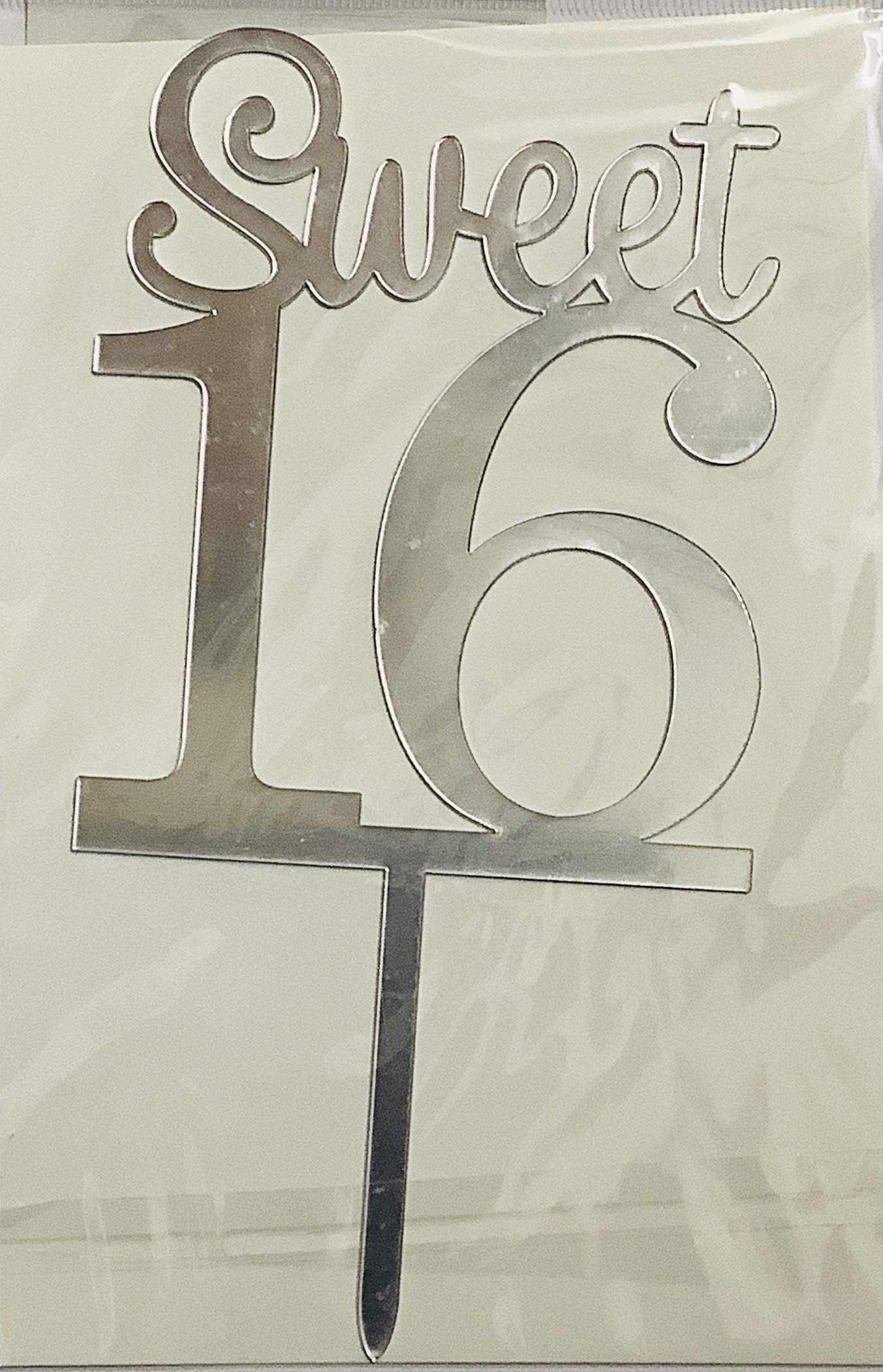 PARTY TIMESweet 16 Cake Topper for Birthday Parties/Birthday Decoration Items (Silver)