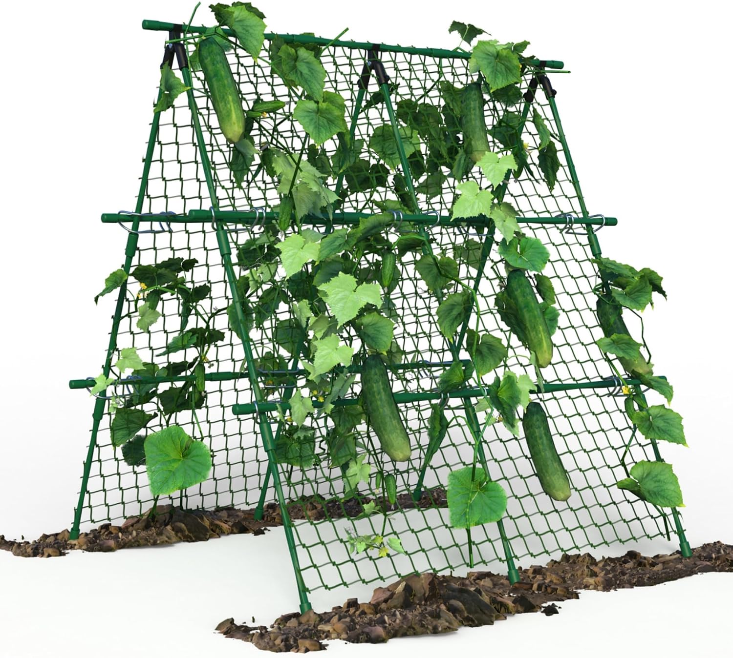 Garden Trellis Netting, 47"x47" Heavy Duty Metal Cucumber Trellis for Raised Bed, Standing Plant Trellis for Outdoor Climbing Vines Vegetables Flowers