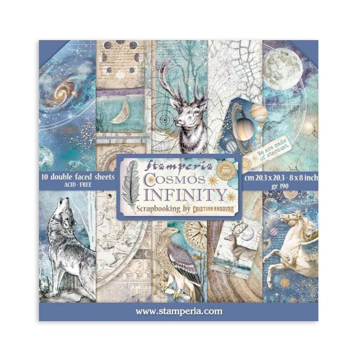 STAMPERIA INTERNATIONAL, KFT SBBS11 Paper PAD 8X8 10PK Cosmos, 20.3 x 20.3 (8"