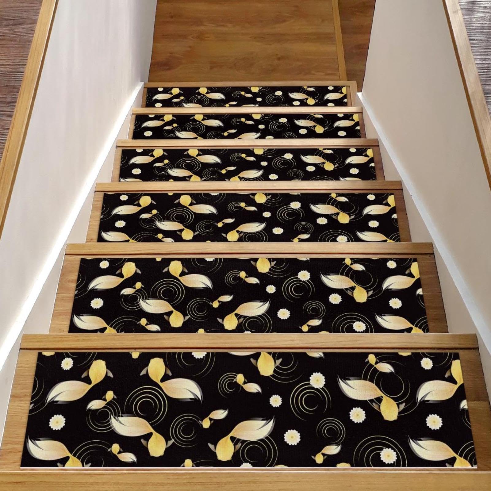 Tapis d'escalier anti-glisse lot de 15 protections de marches en bois 20x76 cm
