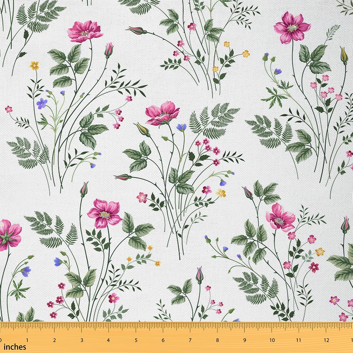 Botanical Waterproof Outdoor Flower Upholstery Fabric for Chairs - Floral Plants Reupholstery Decor - 2 Yards (L184*W150cm)
