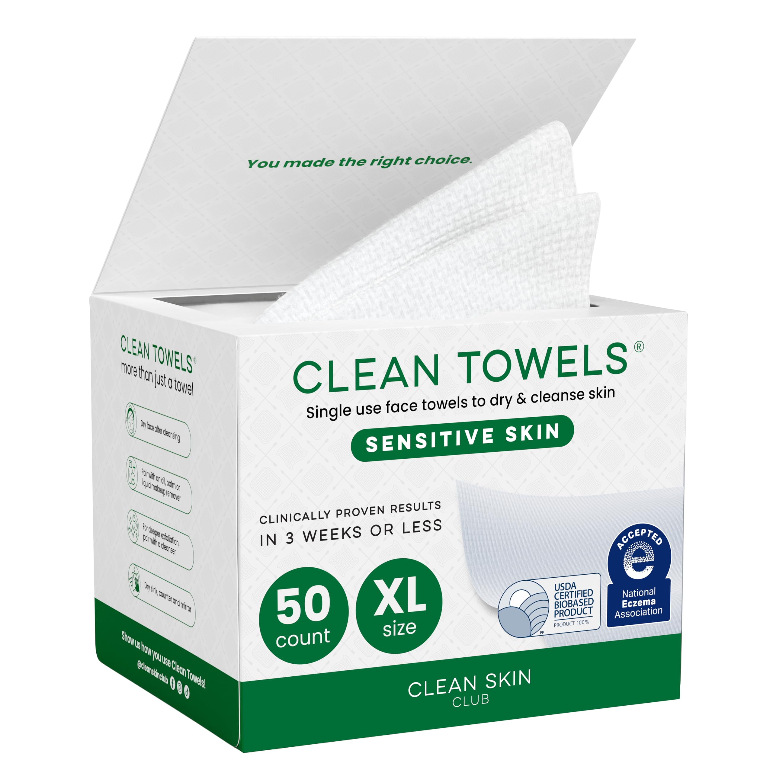 Sensitive Skin Clean Towels XL (50 Count)