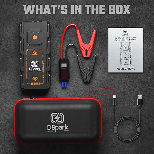Miniatura 8 de G21C 2000A Jump Starter Batería portátil Booster para motores de gas 7.0L y 6.5L Diesel Caja de salto de 12V con USB carga rápida linterna LED con