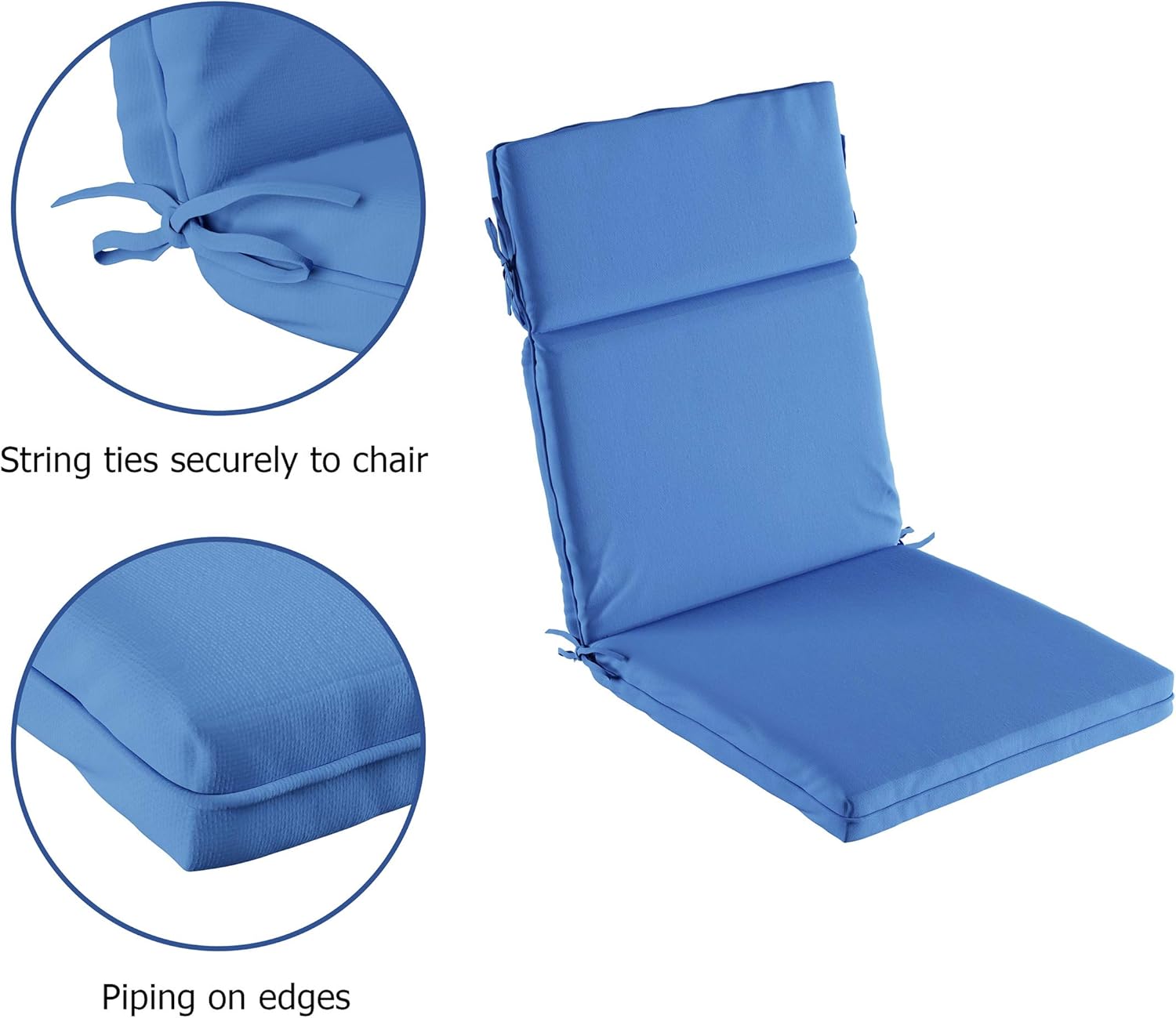 Lavish Home High-Back Chair Cushions, Blue