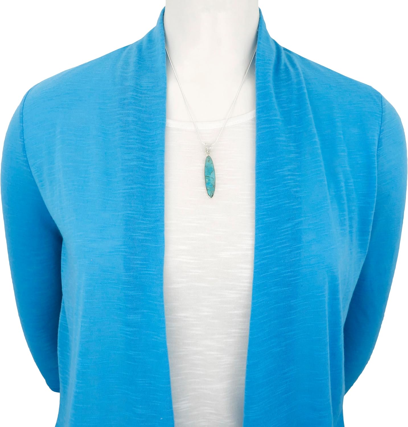 Matching Turquoise Pendant & Earrings Set 925 Sterling Silver (Pendant, Earrings, Stainless Necklace 20") - Image 2