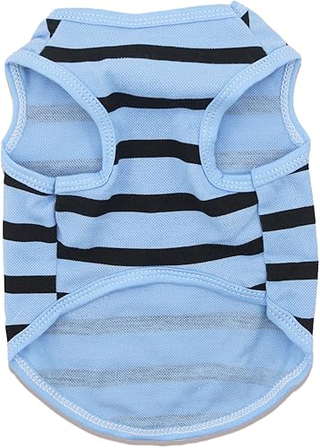 Vista 20 de Paquete de 2 camisetas a rayas de bulldog francés para perros medianos, camisetas para Boston Terrier, Pitbull Bichon, Primavera y verano, ropa