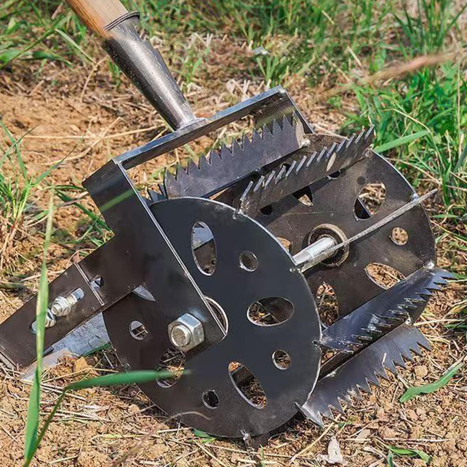 Desmalezadora Rotativa, Aireador de Césped, Cultivador Manual de Mano Resistente para Eliminar Malezas, Cultivador Manual de Empuje para Jardín, Patio