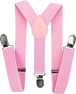 Tirantes para niños y jóvenes, forma de Y, ancho de 2,5 cm, con 3 clips fuertes, combinables con pajarita, colores lisos HTK25-1