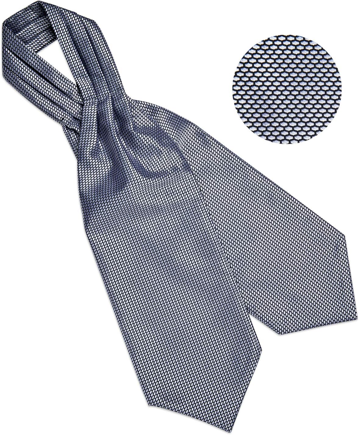 DiBanGu Mens Silk Ascot Ties Paisley Jacquard Woven Cravat and Pocket Square Cufflinks with Lapel Pin for Business Wedding - Image 6