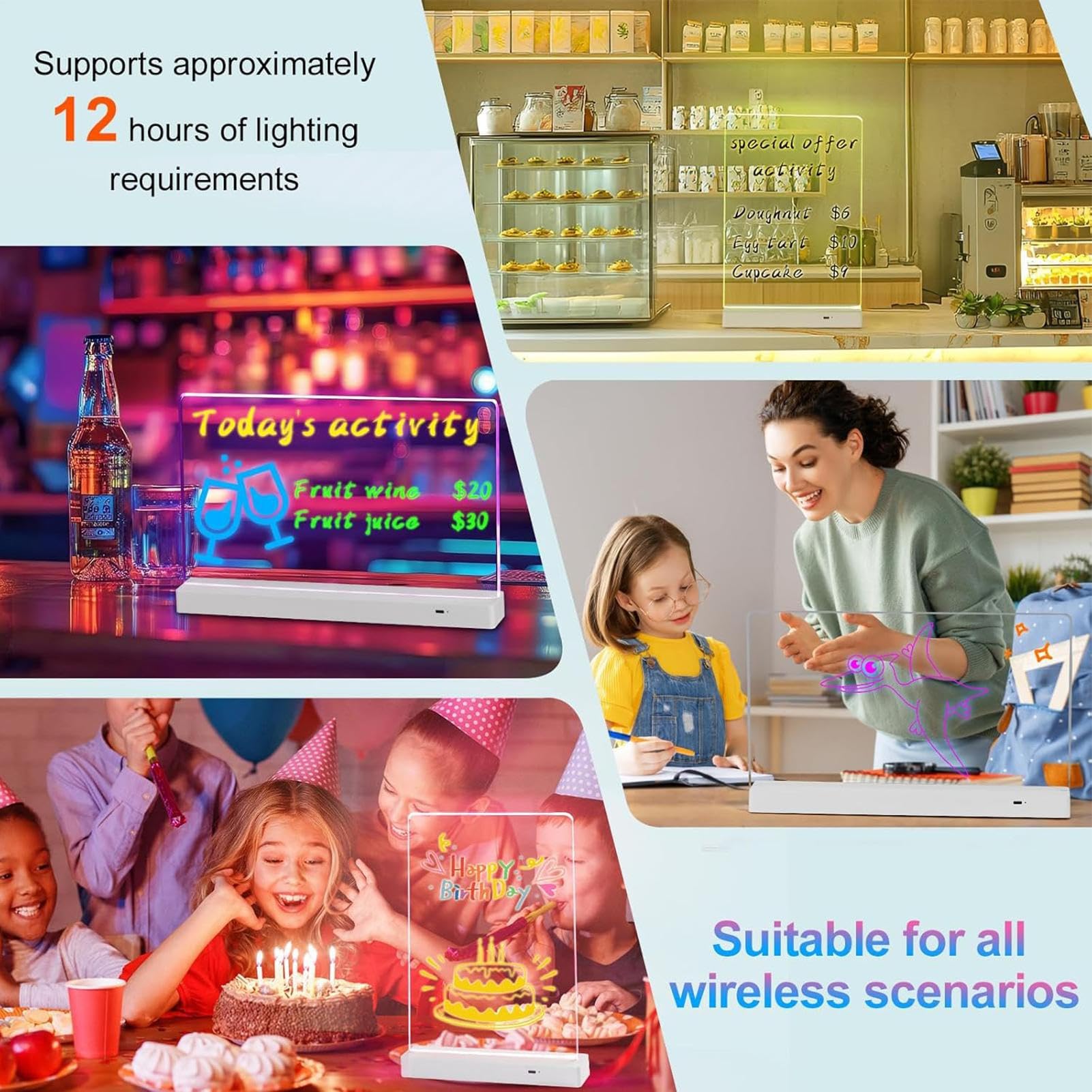 Pizarra de Dibujo LED para Niños Material de Escritura 1200mAh