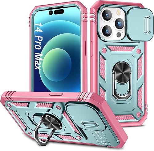 DAWEIXEAU Funda para iPhone 14 Pro Max, a prueba de golpes, resistente a los impactos con lente deslizante Funda protectora para iPhone 14 Pro Max