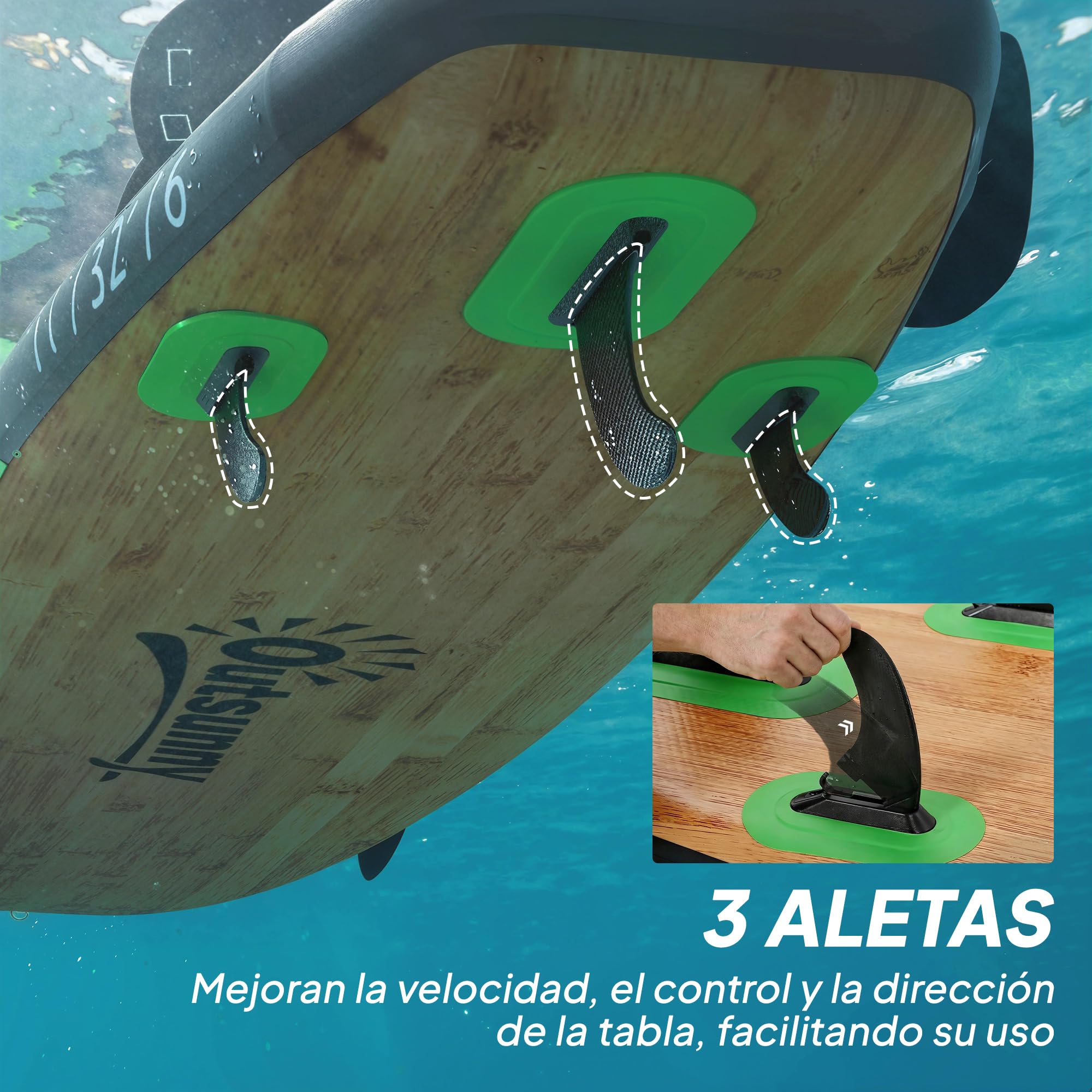 Outsunny Tabla Paddle Surf Hinchable con Accesorios, 335 cm, Remo Convertible, Asiento, Aletas, Stand Up Paddle Board con Superficie Antideslizante, Bomba, Mochila y Funda, Carga 180 kg, para Adultos