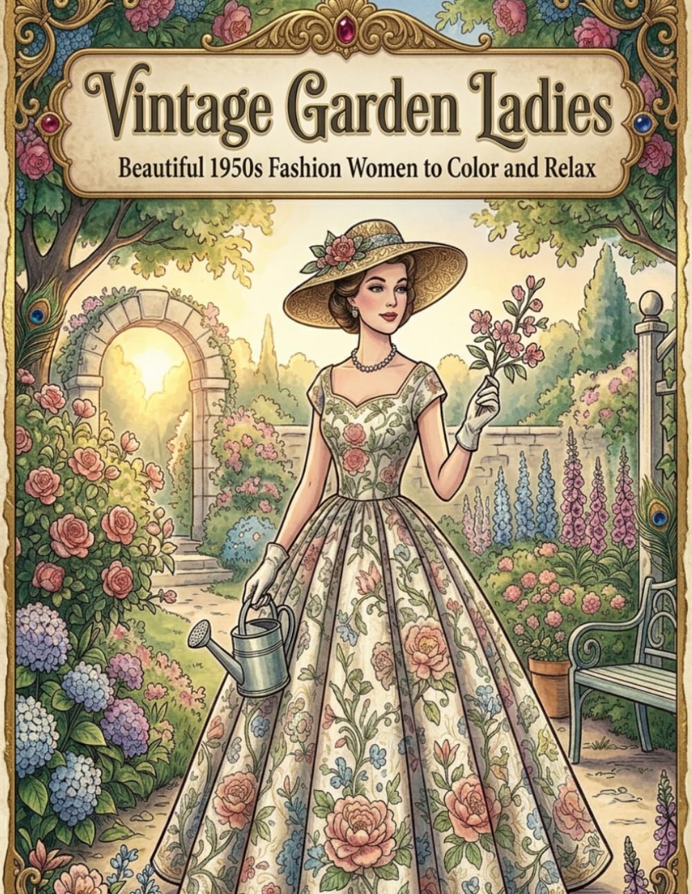 VintageGarden Ladies: Beautiful 1950s Fashion Women to Color and Relax (Vintage Glamour Series)