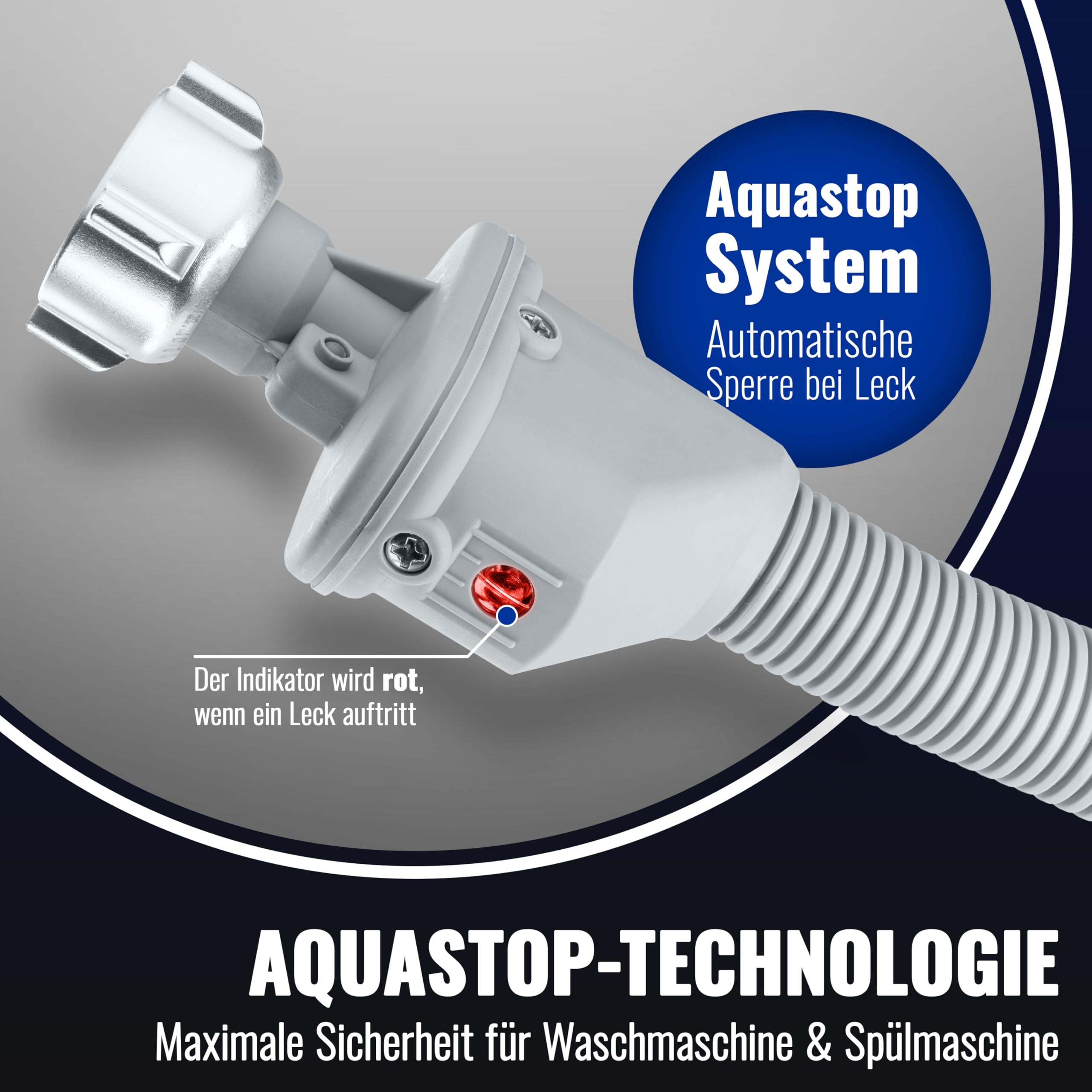 Poppstar 1,5m Waschmaschinenschlauch (Aquastop Schlauch für Waschmaschine, Spülmaschine), 3/4 Zoll Anschluss
