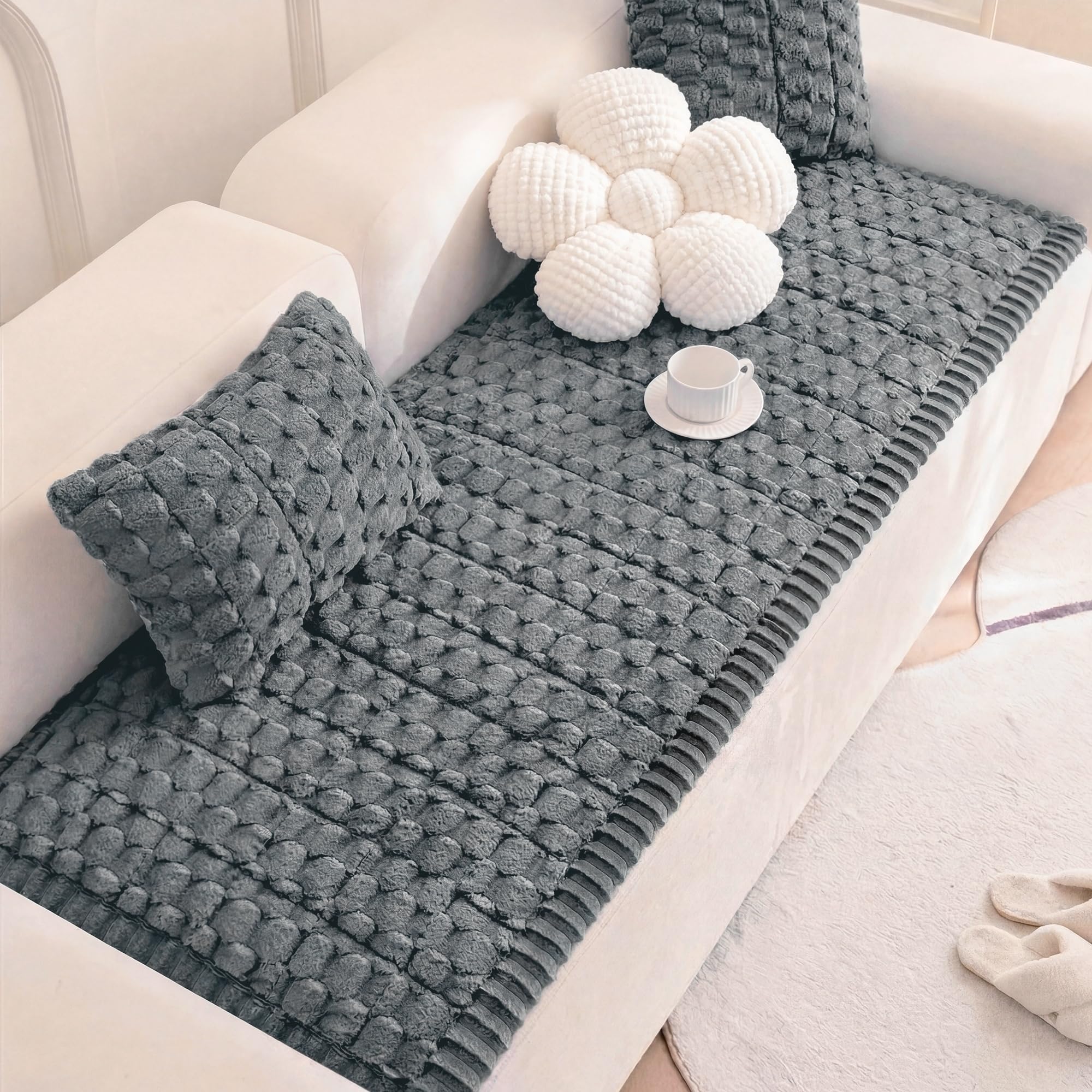 Homcomodar Sofa überzug Waschbar 2/3/4 Sitzer rutschfest Sofabezug