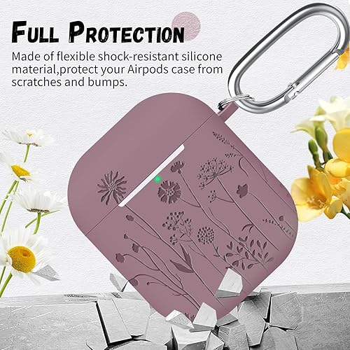Miniatura 10 de Funda compatible con AirPods de 21 generación, funda protectora de silicona suave grabada con llavero para Apple AirPod 2 y 1, LED frontal visible,