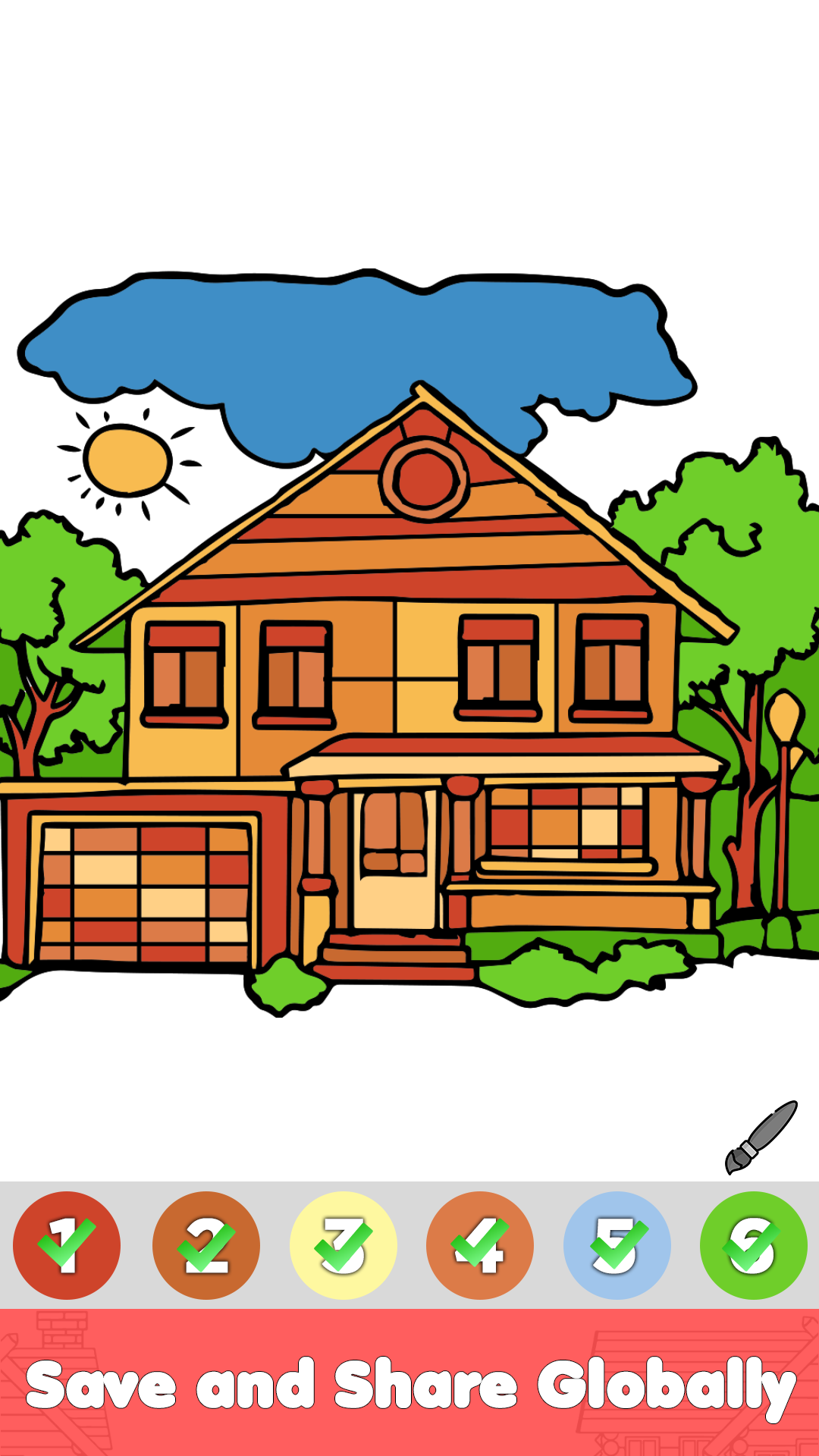 House Coloring Book : Color by number - Coloring Games for Kids - App ...