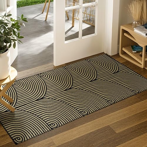 Miniatura 207 de Tiffasea Tapetes para puerta de interior, alfombra de área pequeña lavable beige de 2 x 3 pies, tapete reversible para puerta delantera, alfombra