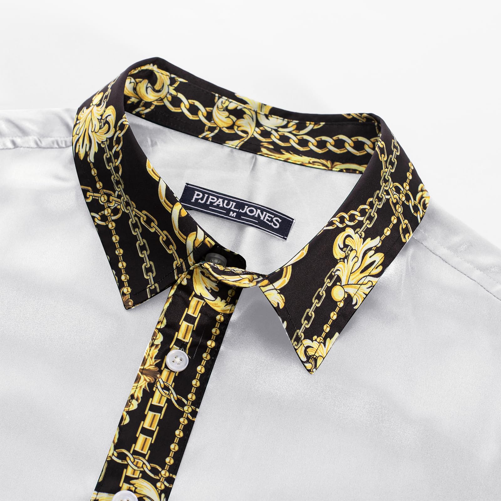 PJ PAUL JONES Chemise hawaïenne à manches courtes boutonnée décontractée en satin de soie pour homme