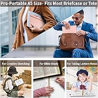 Vista 6 de A5 Lined Spiral Notebook with Pen Holder, 140 Pages Hardcover Journal for Women, To Do List Planner for Work, Bible Study & Meetings