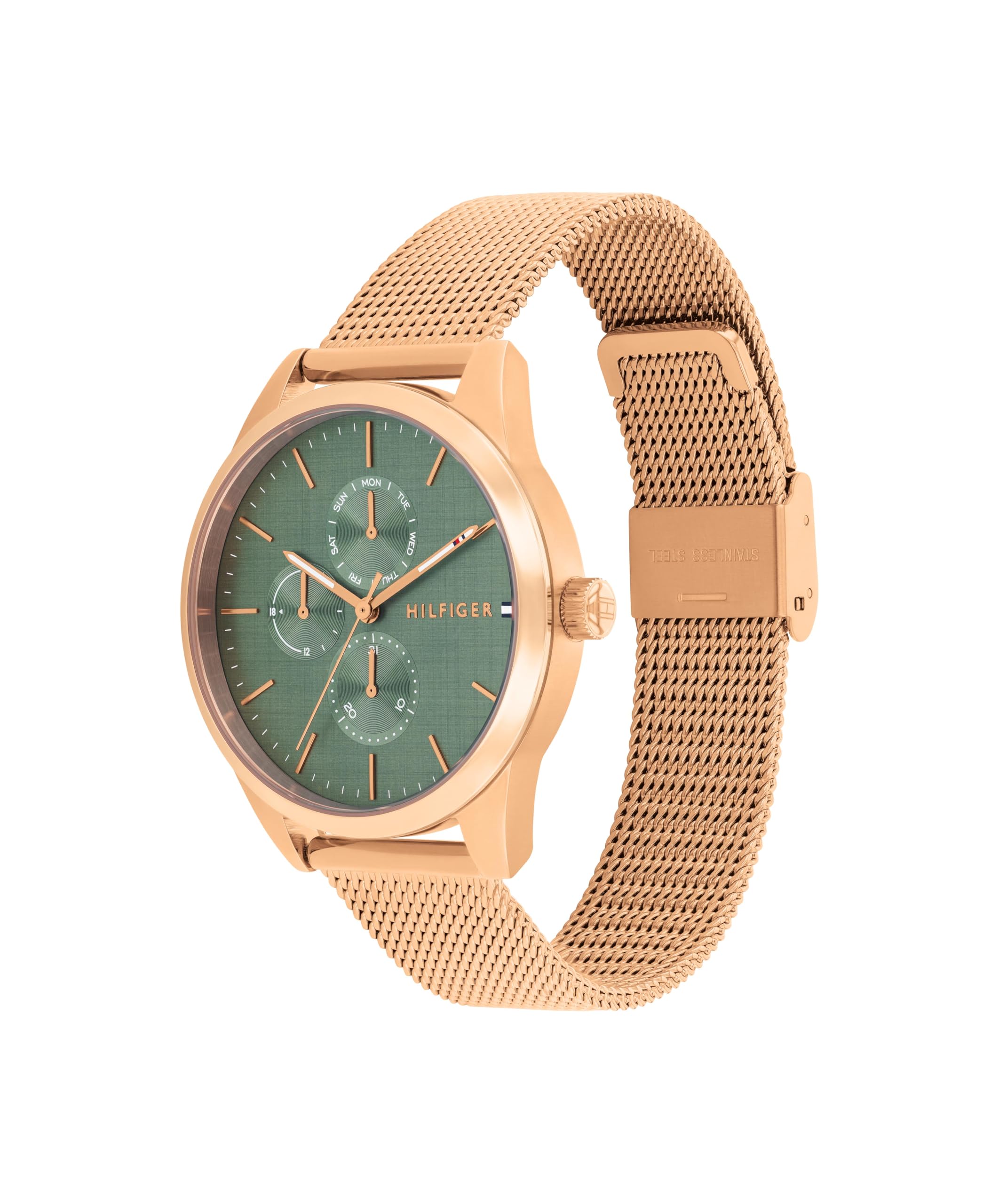 Tommy Hilfiger Reloj Analógico de Cuarzo Multifunción para Mujer con Correa en Acero Inoxidable
