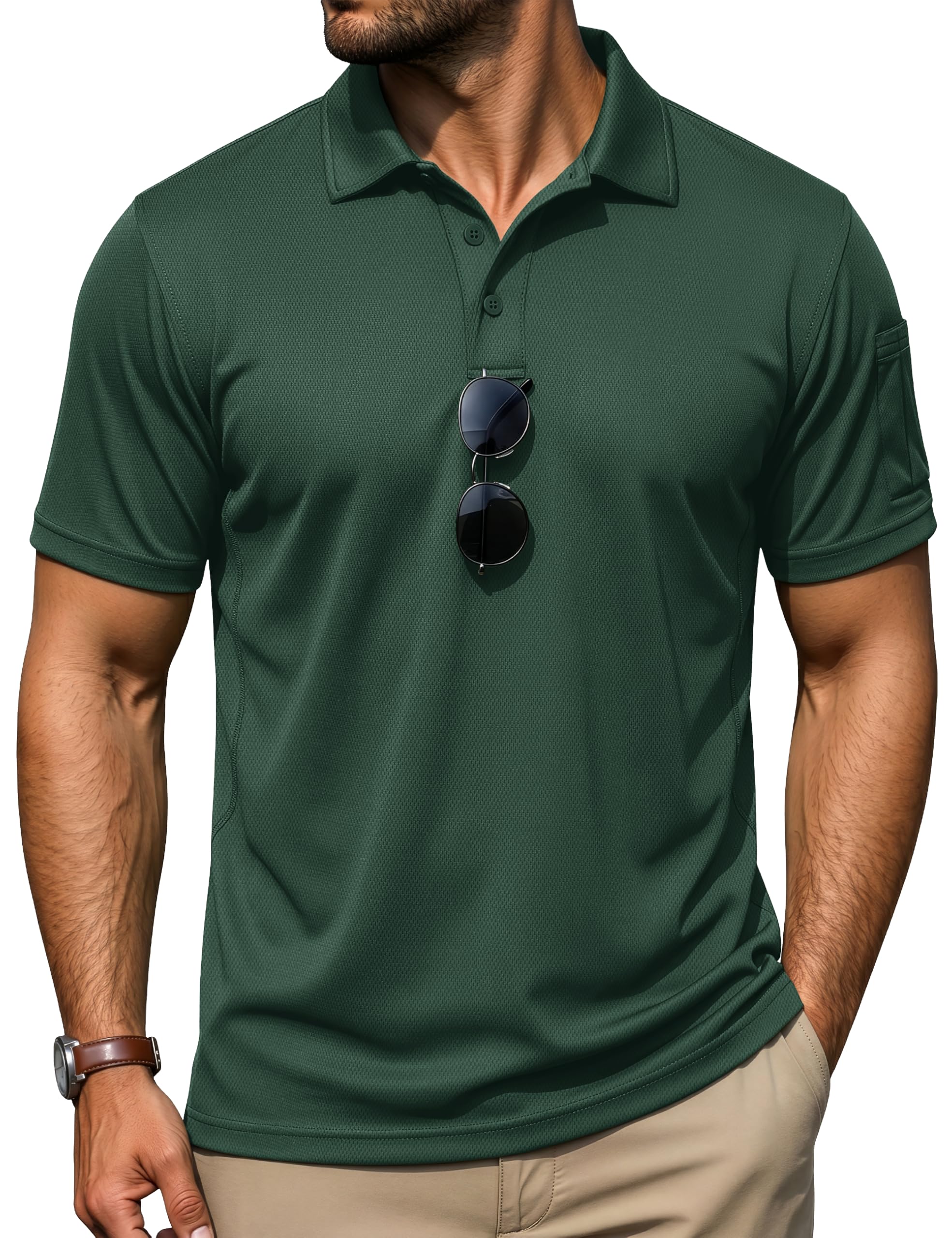 TACVASEN Poloshirt Herren Kurzarm Golf Polo Shirts Funktionsshirt Sommer Polohemd Atmungsaktive Sport Tshirts