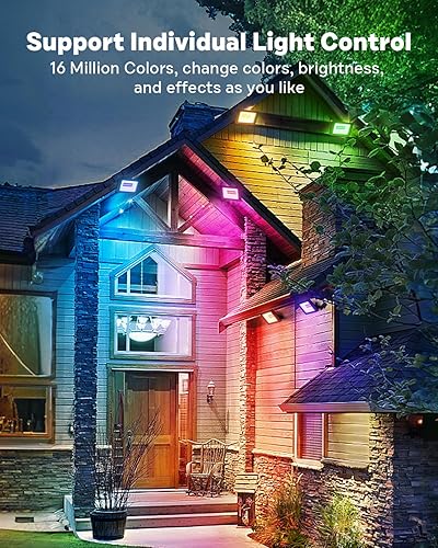 Miniatura 2 de Luz de inundación LED para exteriores, 48 W, RGBCW, iluminación de paisaje con cable con aplicación y control remoto, IP66 que cambia de color,