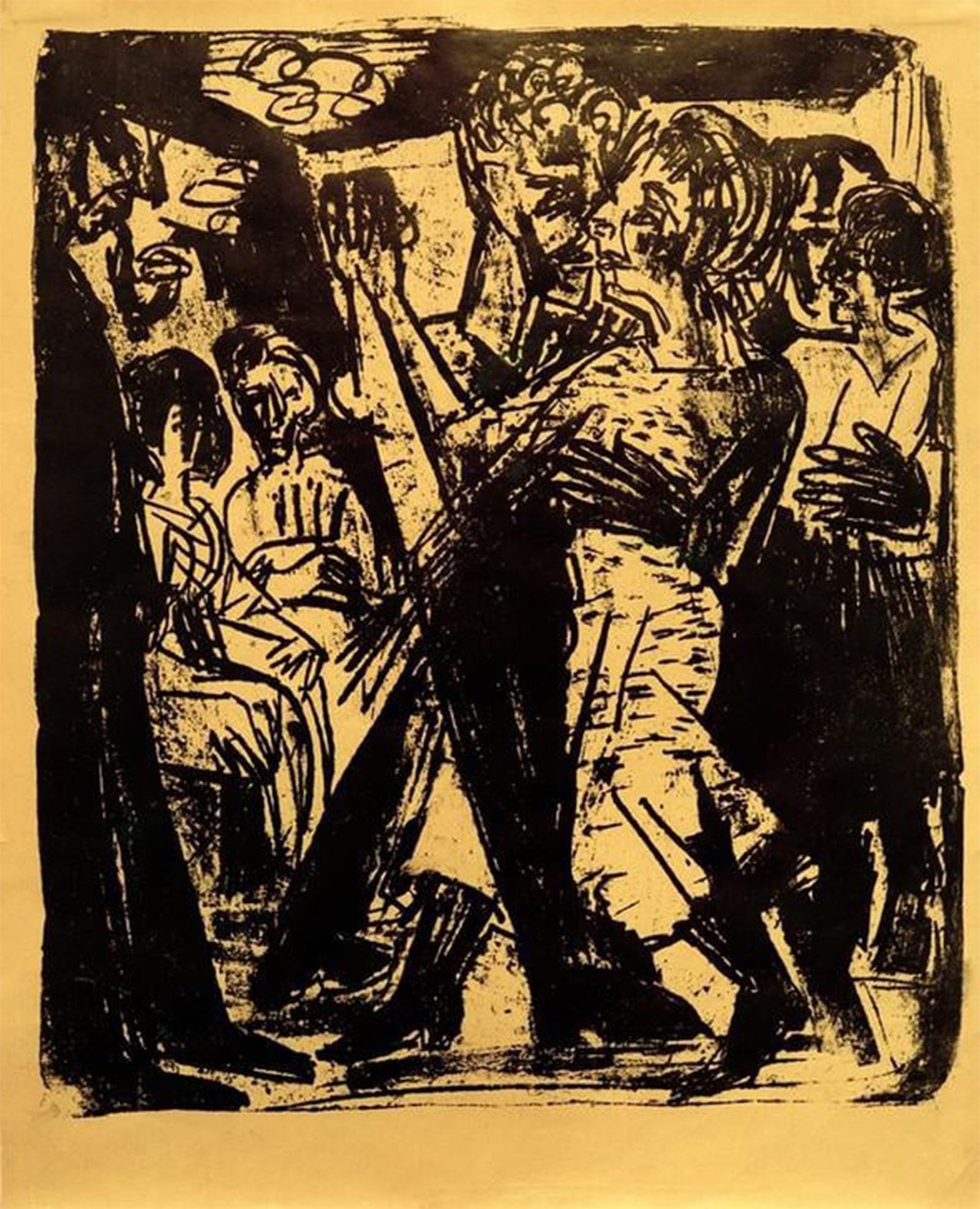 ARTXLXXBN Famous Painting Canvas Artwork Graffiti Print Dancing peasant couple by Ernst Ludwig Kirchner Portrait Canvas Image for Home Decor 60x90cm