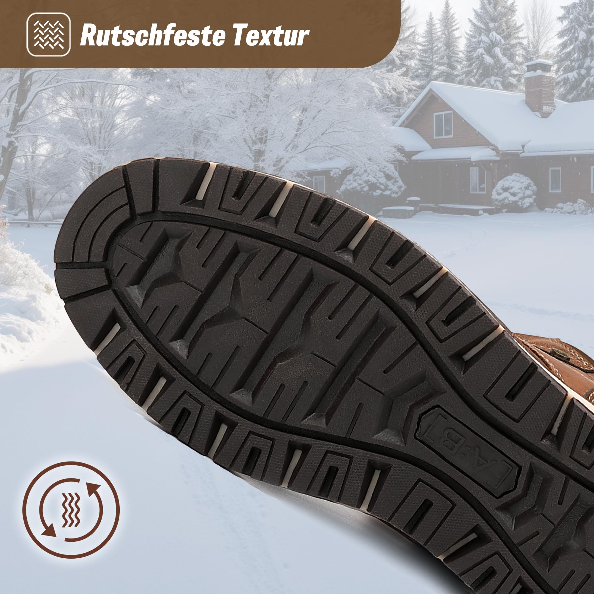 AX BOXING Winterschuhe Herren Gefüttert Warm Winterstiefel Leder Winterboots Rutschfest Schneestiefel Stiefeletten Größe 41-46 EU