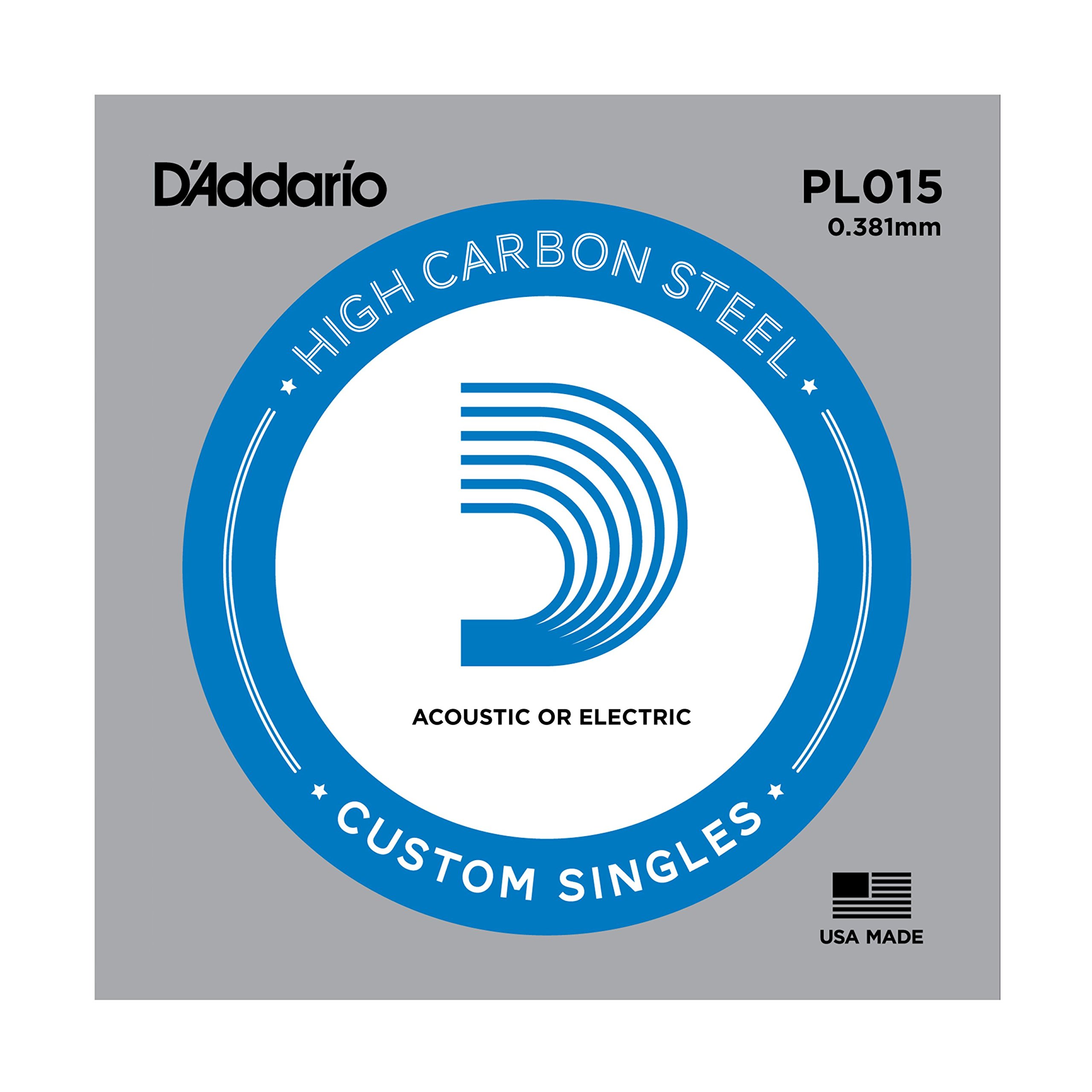 D'Addario PL015 0.015 Plain Steel Single String for Guitar