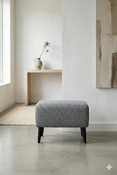 CoArt Home Minimalist İskandinav Tarz Puf, Gri Keten Kumaş, |48x40x38|