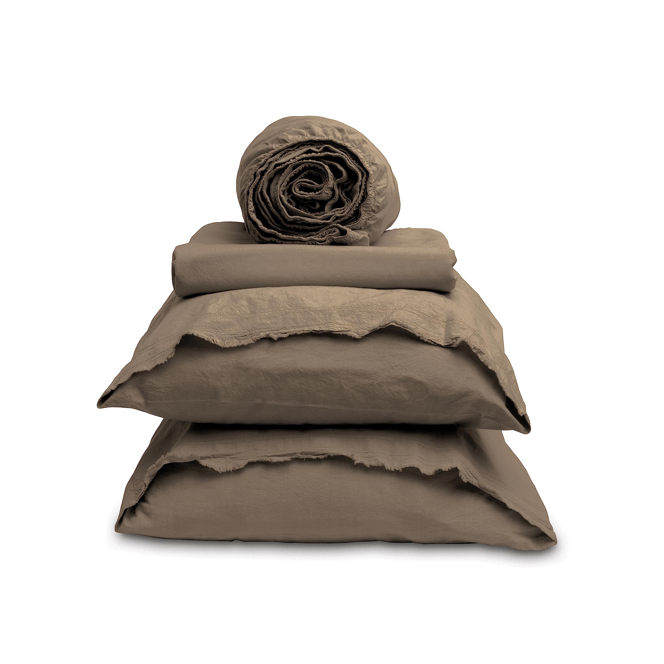 Dr Weil Garment Washed Percale 4-Piece Sheet Set Cooling Luxury Bed Sheets with Deep Pocket 100 Cotton Queen