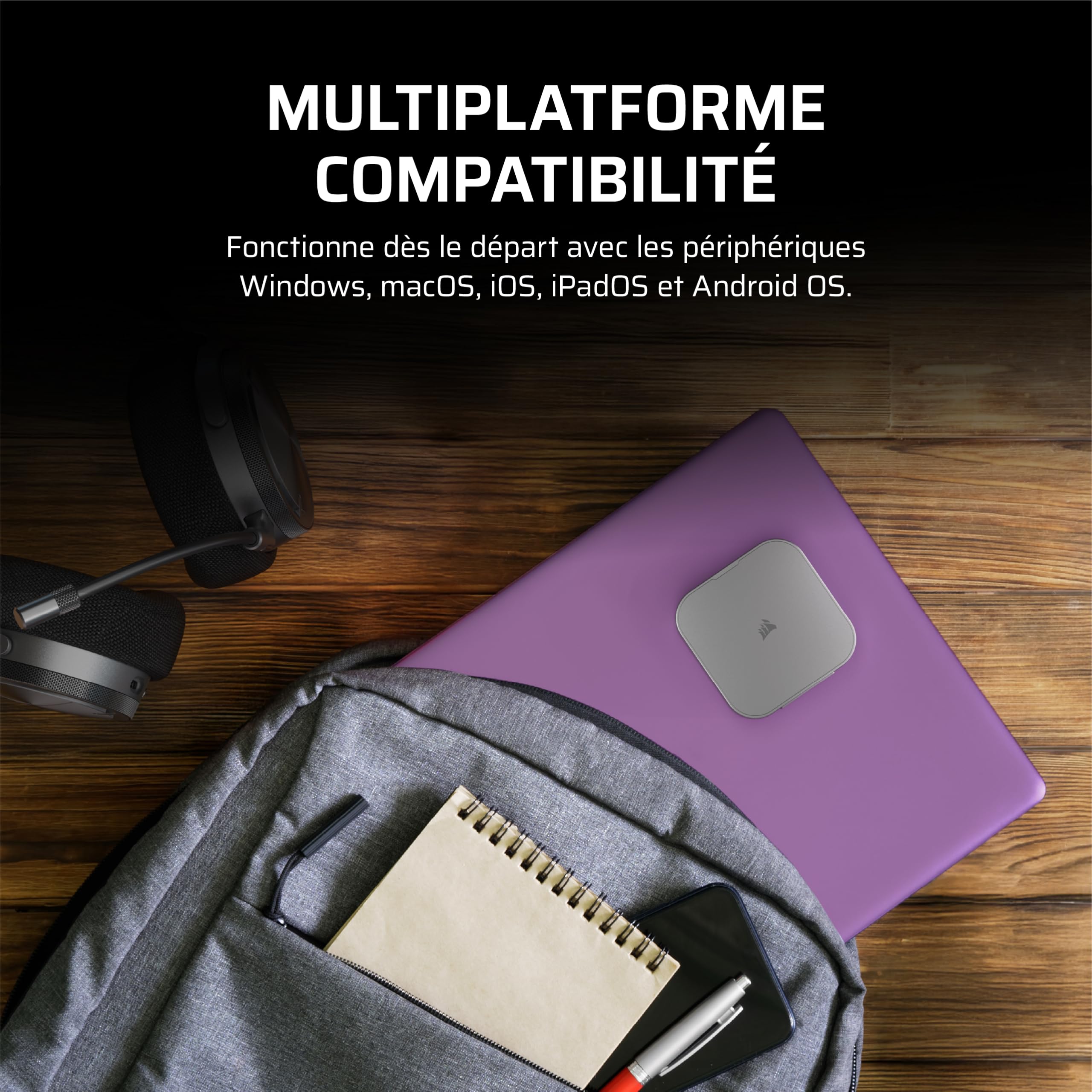 Corsair EX300U 1To SSD Externe Portable USB-C – Jusqu'à 1 100 Mo/s, USB 3.2 Gen 2, Plug-and-Play, Fixation magnétique Compatible MagSafe, 90 Degrés Câble USB-C Inclus – iOS, Android, PC et Mac — Gris