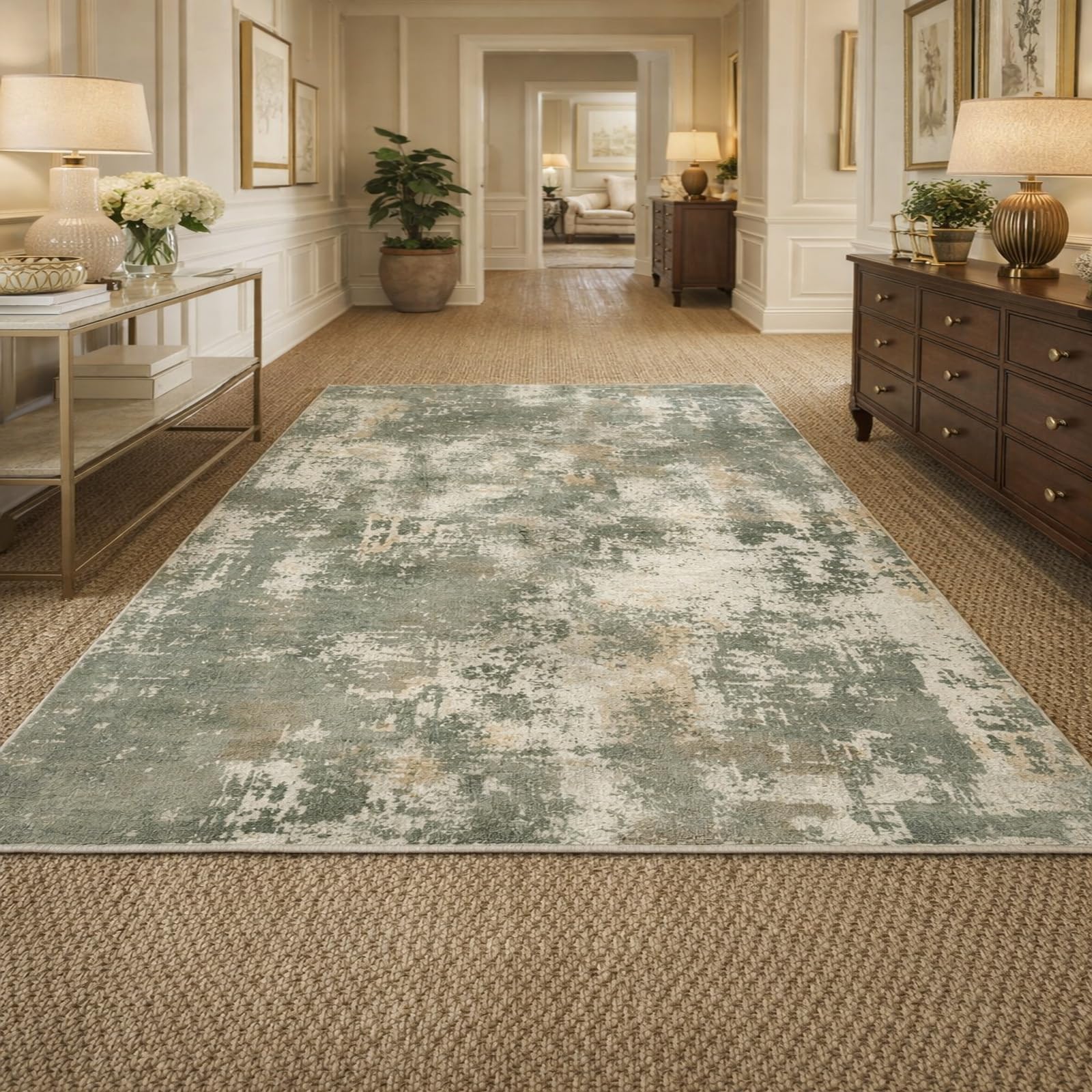 Grand tapis salon lavable et antidérapant 200x280 cm moderne