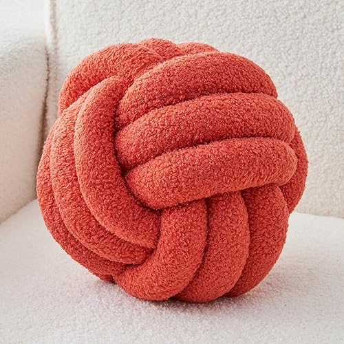 Bola de almohada decorativa con nudo para silla del hogar, sofá, cojín redondo de terciopelo anudado estético, color verde, 8.7 pulgadas