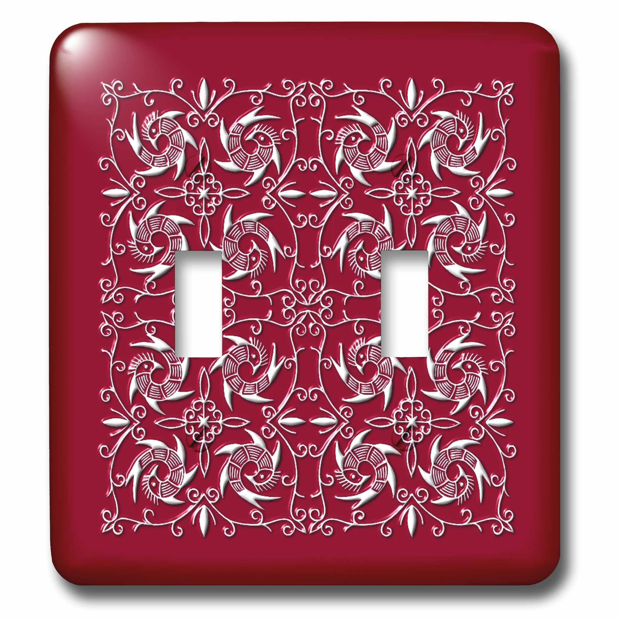 Double Interrupteur à Bascule Blanc 3D Rose lsp_239164_2 commande électrique va-et-vient mur