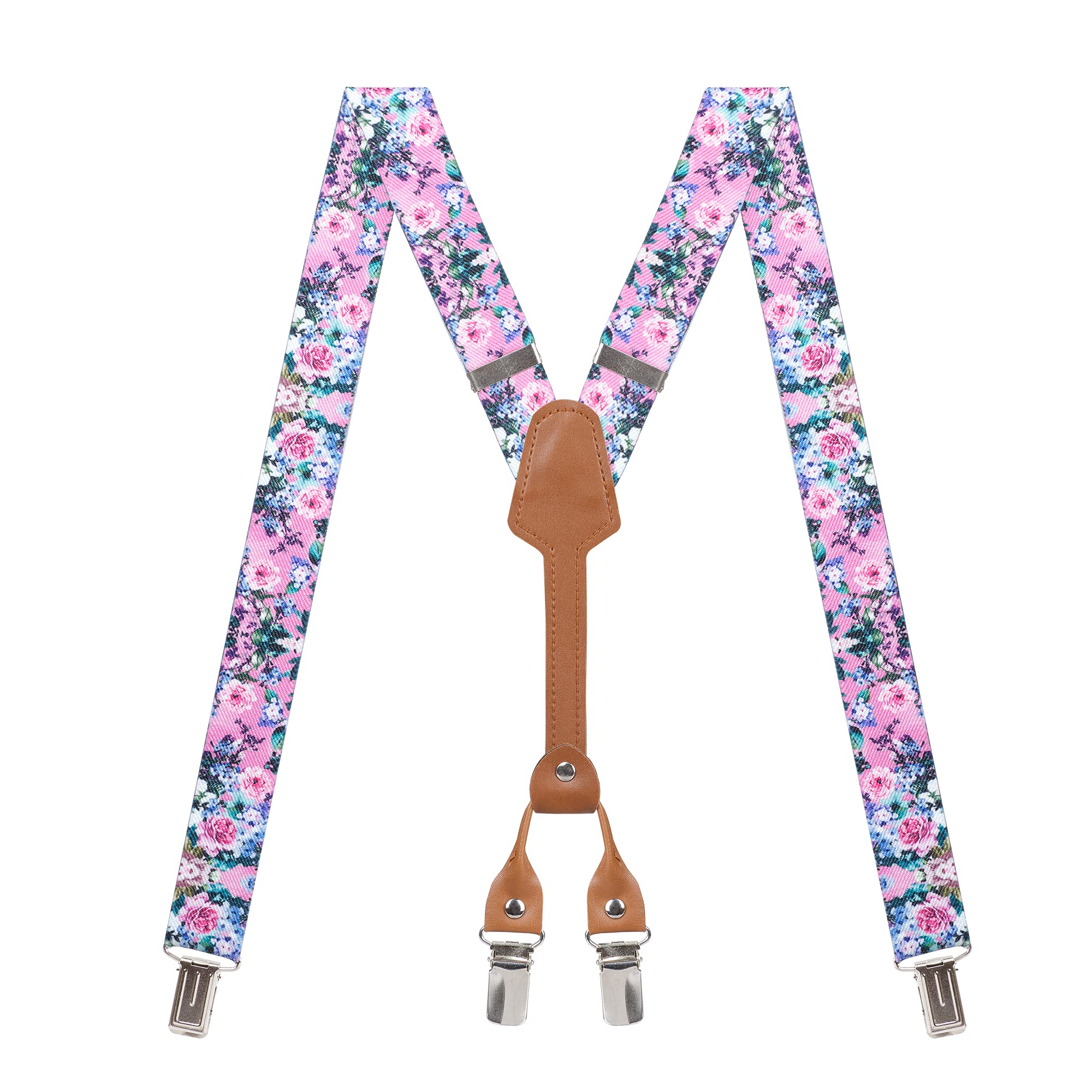 Action WardWomen's Suspenders - 1" Width - Y Back 4 Clip Skinny Ladies Suspenders