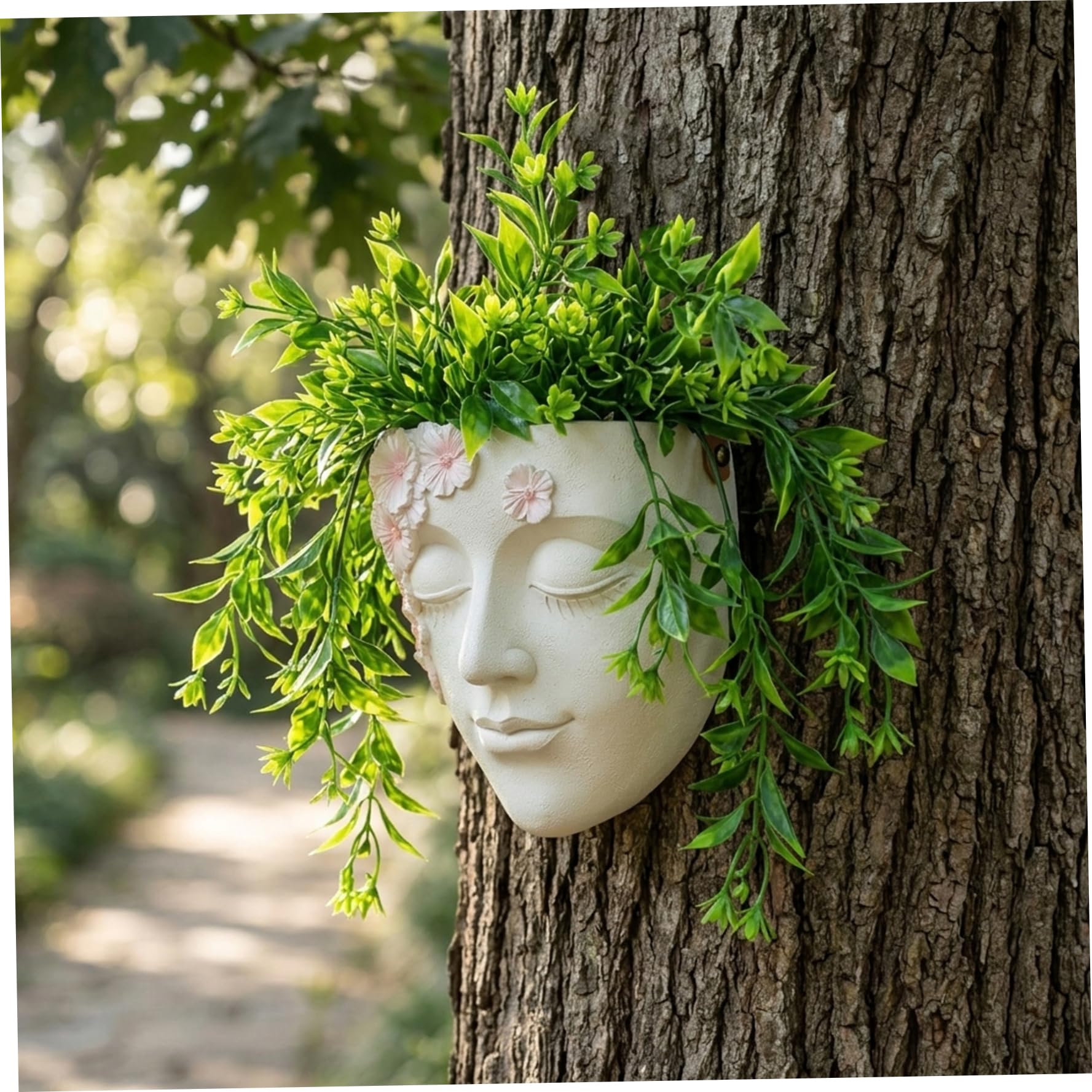 Latemeia Face Planter, White Resin Face Wall Planter - Head Wall Mounted Vase For Indoor Outdoor Decor, Head
