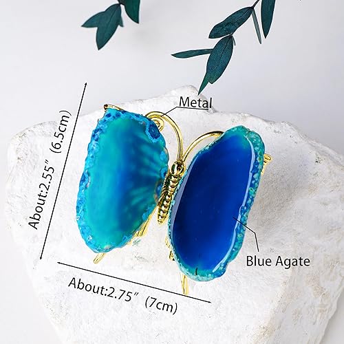 Miniatura 2 de RJINGSHI Cristal natural ágata negra mariposa joyería H 2.55 pulgadas W 2.75 pulgadas cristal curativo hecho a mano ágata mariposa reiki meditación