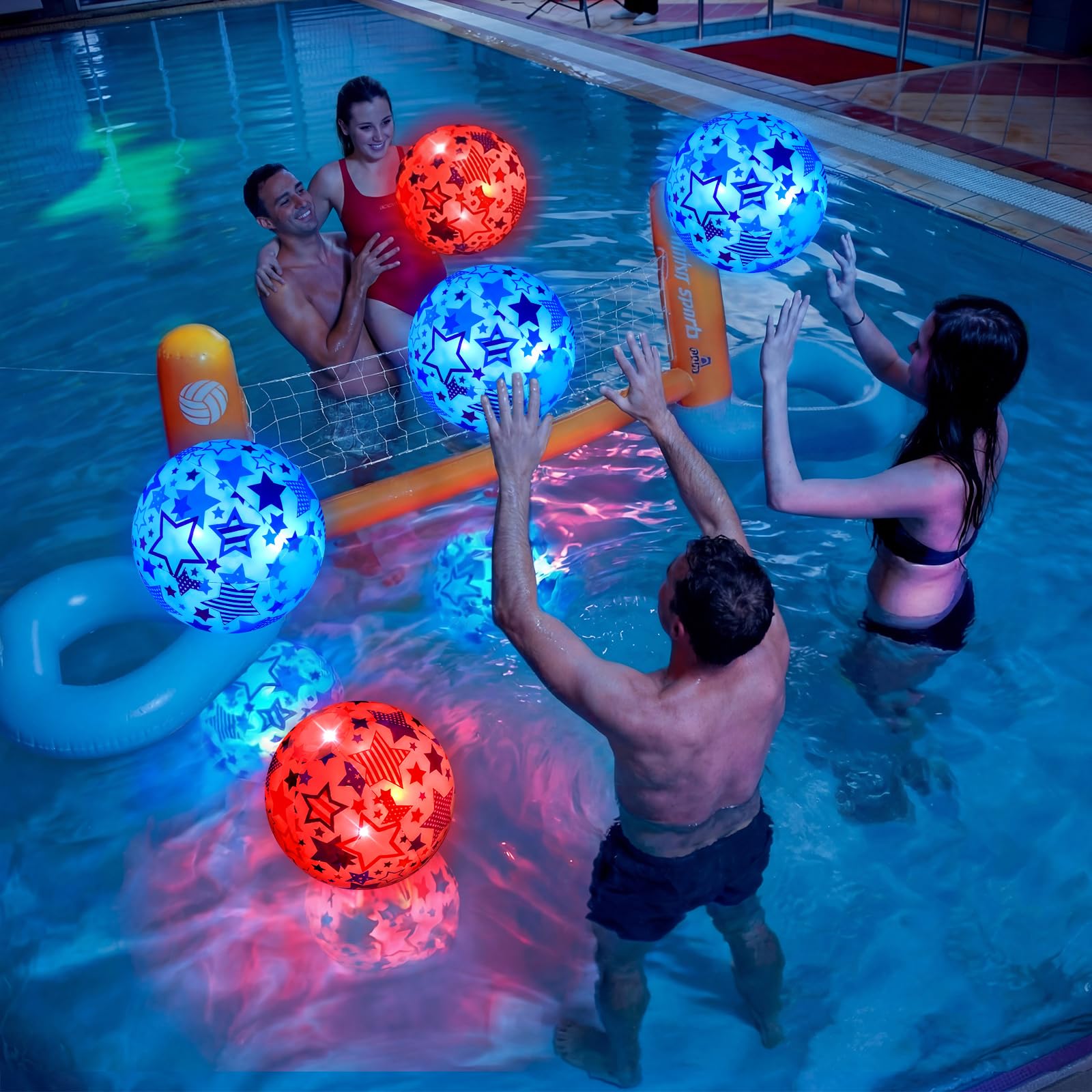 Foilswirl Lot de 6 balles de plage lumineuses pour le 4 juillet - 30,5 cm - Ballons de plage géants gonflables - Rouge, blanc et bleu - Pour adultes - 250e anniversaire de mariage - Pour l'été, la