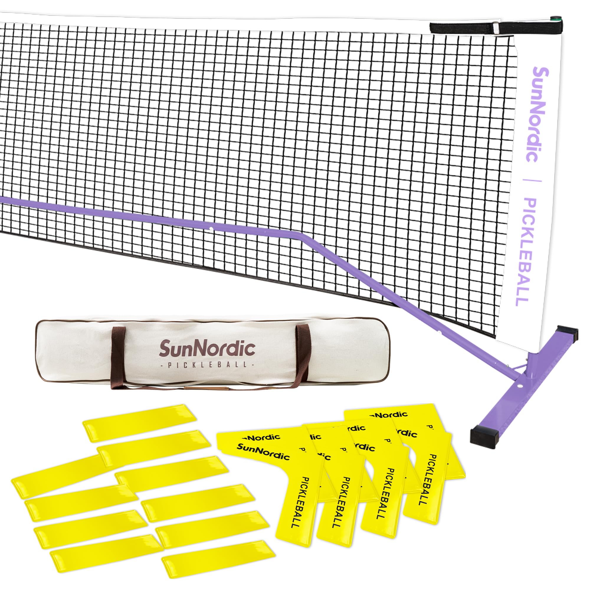 SunNordic 22FT Portable Pickleball Net Set, Regulation Size Polyester Pickleball Net with Weather Resistant Metal Frame & Carrying Bag, Pickleball Net System for All Weather Condition Outdoor & Indoor
